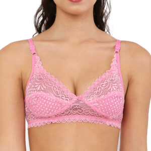 Pink Color Net Bra Non-Padded for Women (HK Choice)